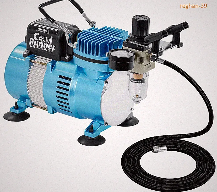 Air Brush Kit TC-320 with 1/5HP Compressor, Dual Fan, Regulator & Holder