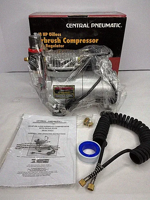 Central Pneumatic 93657 Oilless Airbrush Compressor Max. 56 PSI Motor 1,750 RPM
