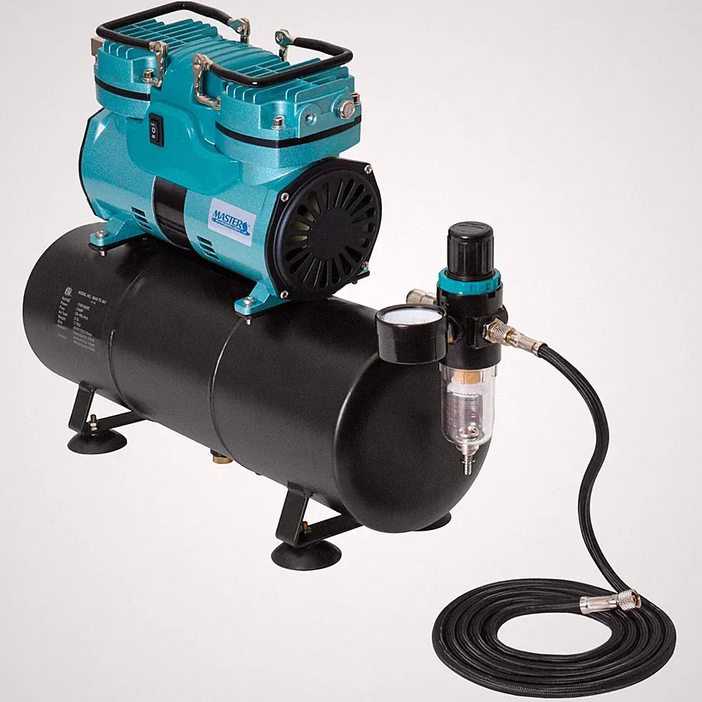 Master Airbrush Cool Running Powerful 1/4hp Twin Piston Air Compressor Tank