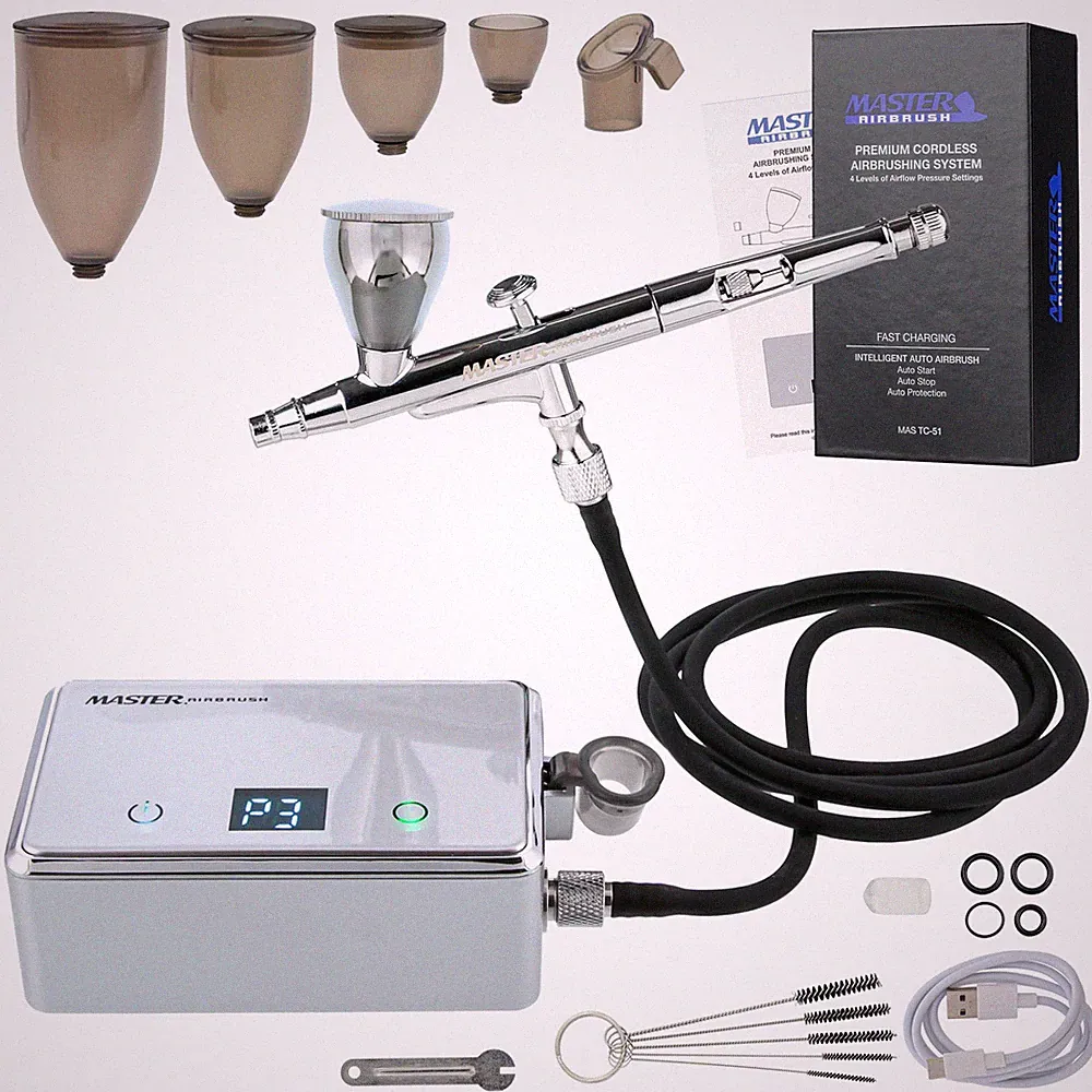 Master Airbrush Powerful Cordless Airbrushing System Rechargeable Air Compressor