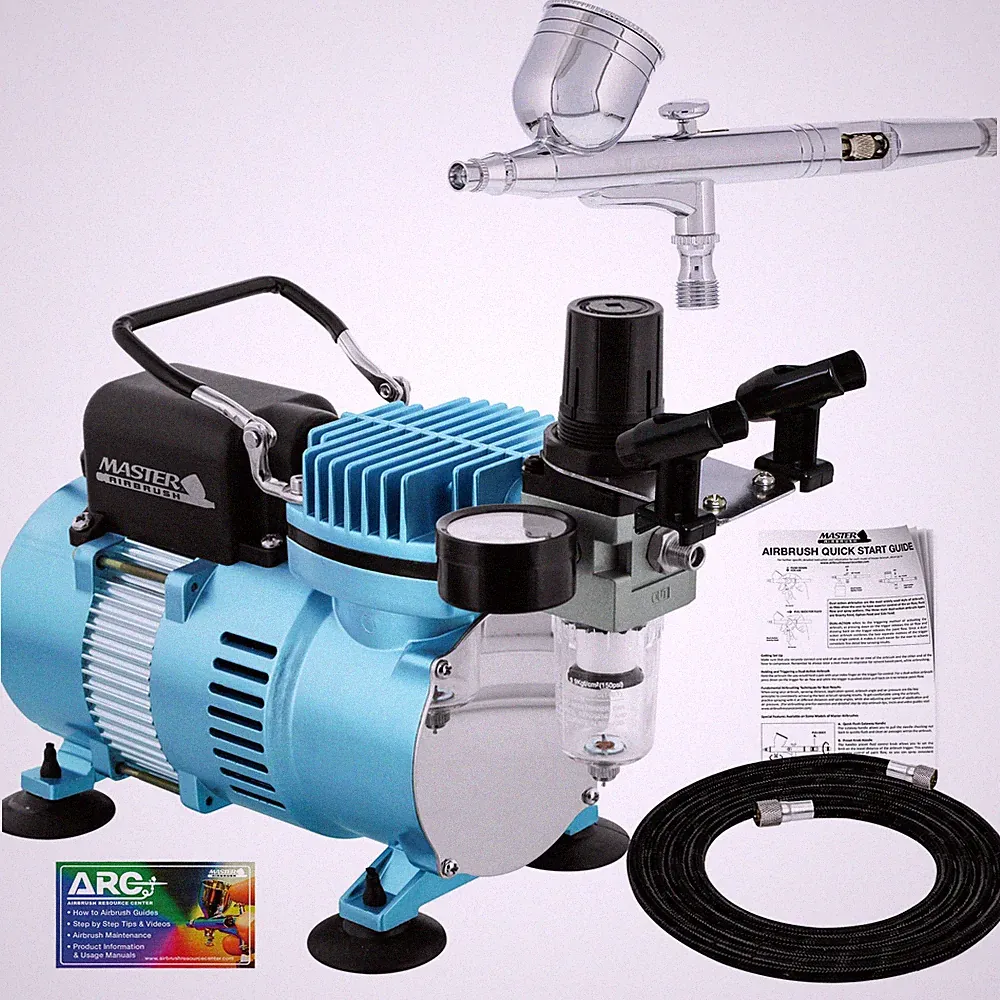 Master G23 Gravity Feed Airbrush Air Compressor System Kit, Hobby, Cake, Tattoo