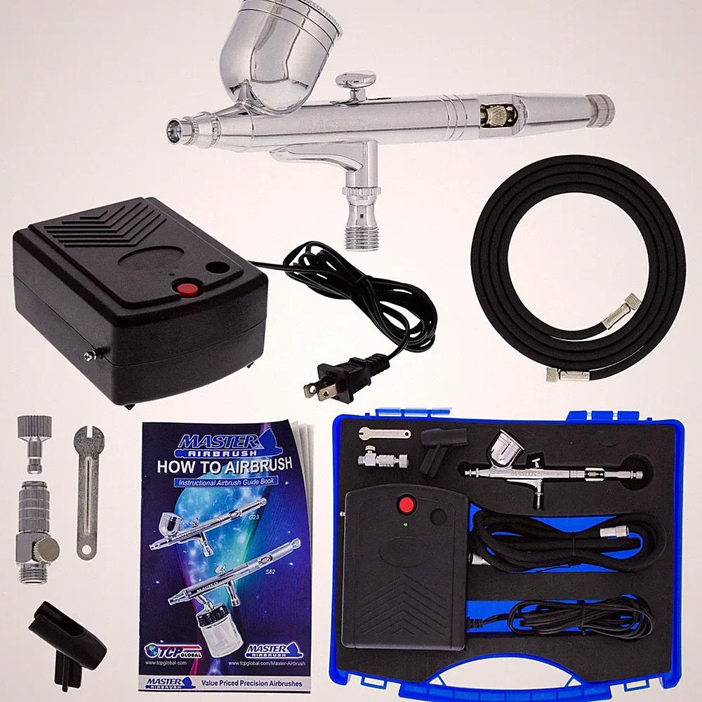 Master G23 Gravity Feed Airbrush Kit Mini Air Compressor, Hobby Craft Art Cake
